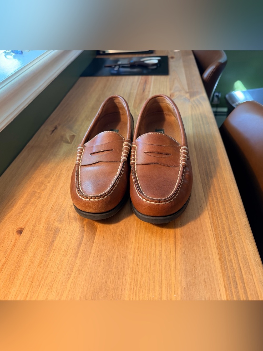G.H. Bass & Co. Chestnut Leather Penny Loafers - Picture 2 of 3